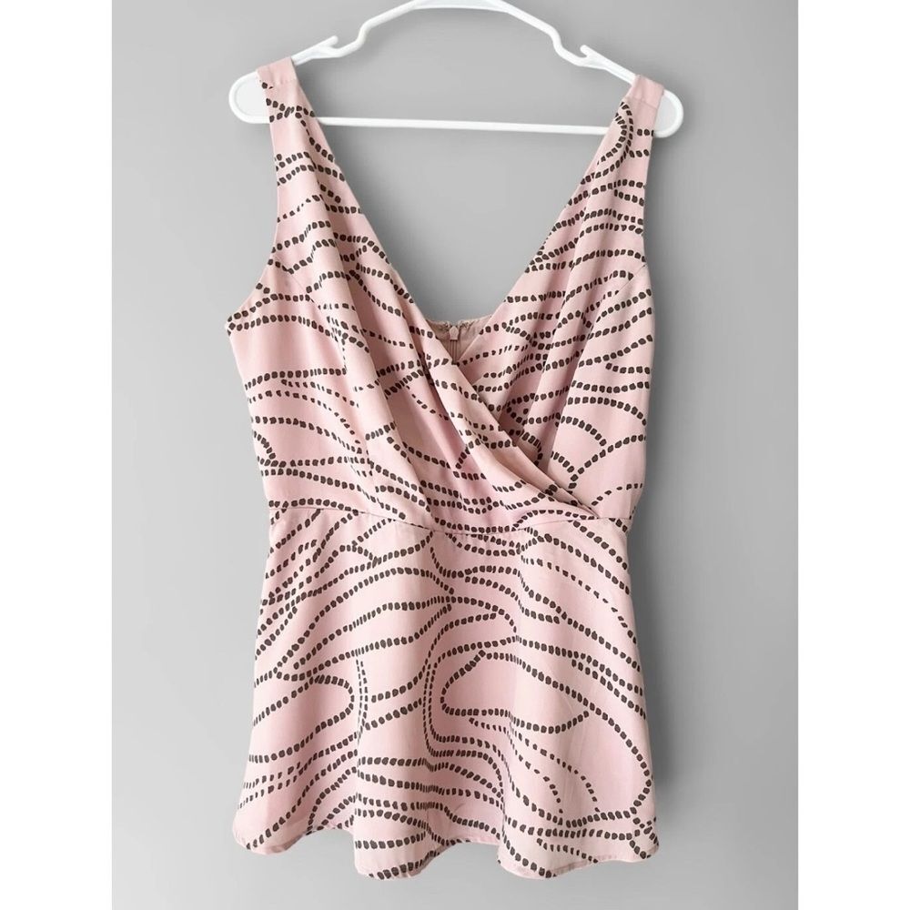 Cabi Sophia Cami Blush Pink Gray Printed Peplum Faux Wrap Tank Top Size 8